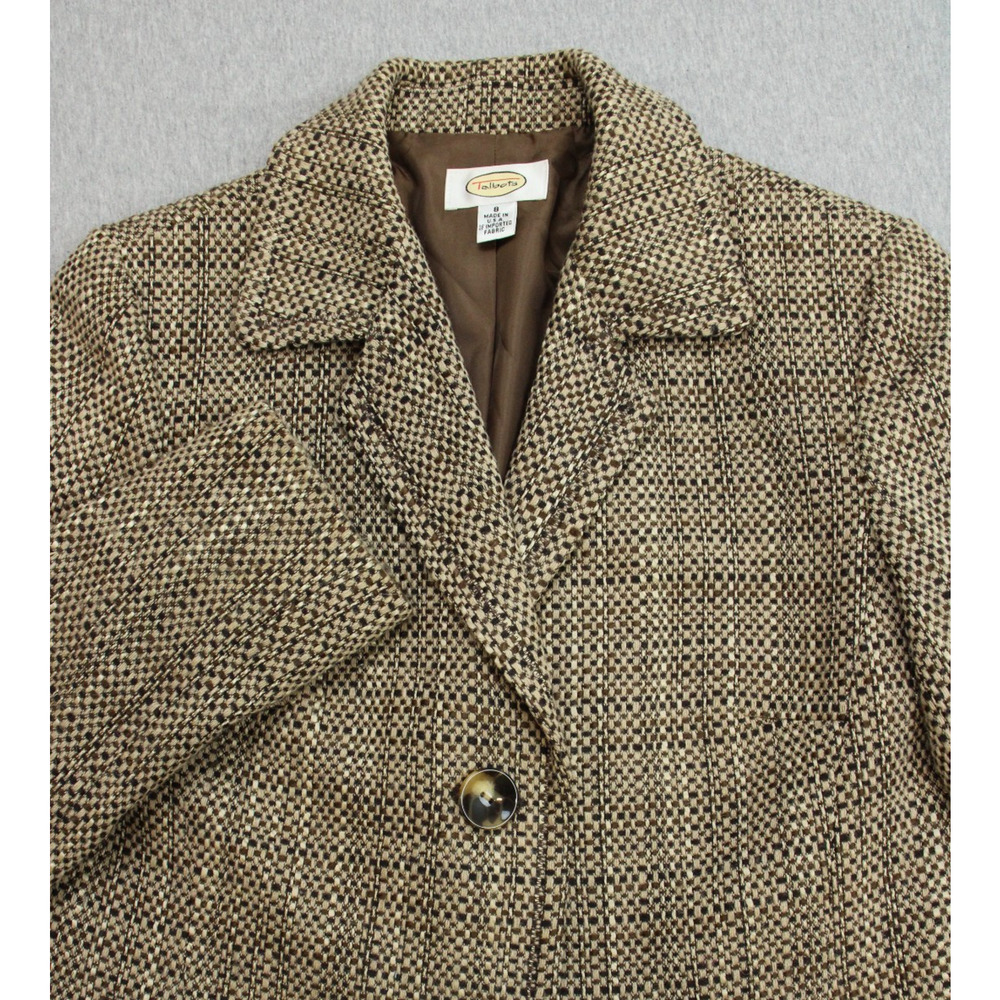 Talbots Blazer Womens Size 8 Brown 2 Button Front Wool Blend‎ Long Sleeve - Picture 3 of 13